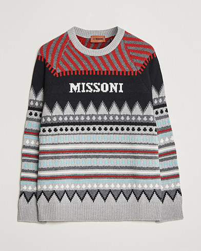 Herr | Missoni | Missoni | Mountain Calling Jacquard Sweater Grey/Red