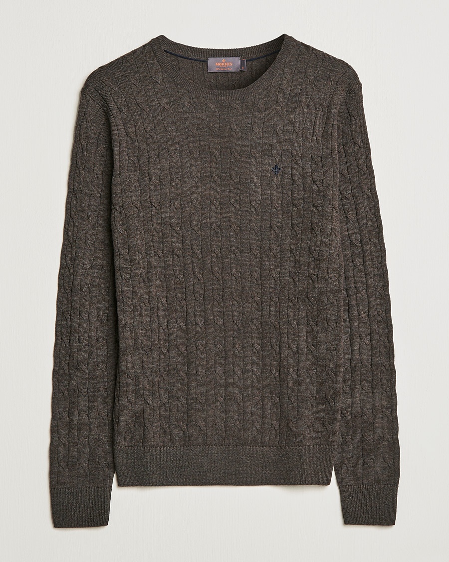  Merino Cable Crew Neck Dark Brown