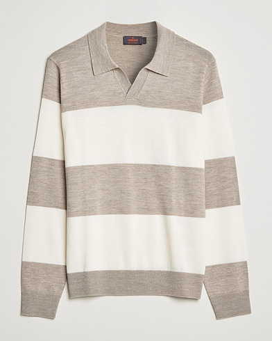 Herr |  | Morris | Delon Merino Knitted Polo Shirt Beige/White
