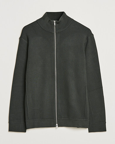 Herr | Wardrobe basics | NN07 | Luis Knitted Full-Zip Sweater Dark Army