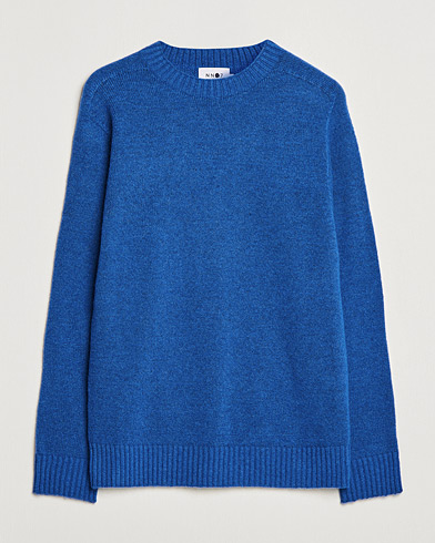Herr | Wardrobe basics | NN07 | Nathan Brushed Wool Knitted Sweater Cobolt Blue