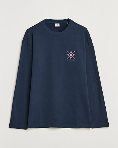 Herr | Långärmade t-shirts | NN07 | Alan Heavy Logo Long Sleeve T-Shirt Navy