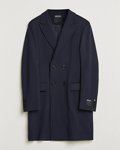 Herr |  | Zegna | Double Breasted Cashmere Coat Navy