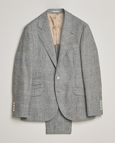 Herr |  | Brunello Cucinelli | Prince Of Wales Flannel Suit Grey Melange