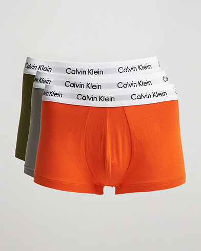 Herr |  | Calvin Klein | Cotton Stretch 3-Pack Low Rise Trunk Grey/Orange/Army