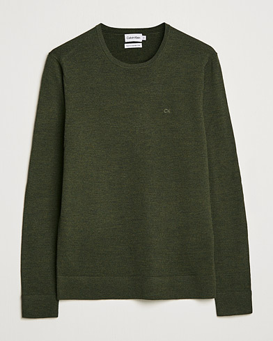 Herr |  | Calvin Klein | Superior Wool Crew Neck Sweater Dark Olive