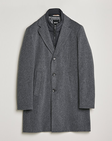 Herr | Jackor | BOSS | Hyde Wool/Cashmere Stand Up Collar Coat Silver