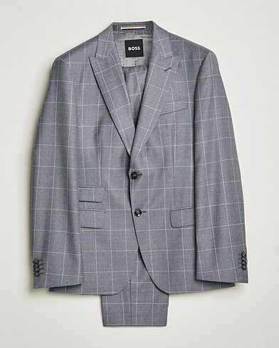Herr | Kostymer | BOSS | Huge Wool Checked Suit Silver