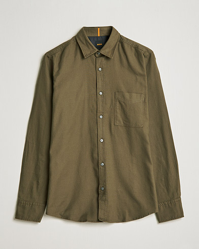 Herr | Flanellskjortor | BOSS Casual | Relegant Flannel Shirt Dark Green