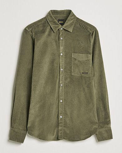Herr | Manchesterskjortor | BOSS Casual | Relegant Corduroy Shirt Dark Green