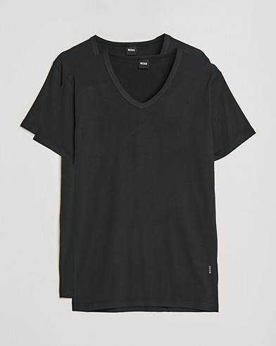 Herr | Svarta t-shirts | BOSS BLACK | 2-Pack V-Neck Slim Fit T-Shirt Black