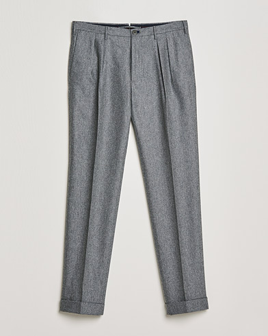 Herr |  | Incotex | Pleated Flannel Trousers Grey Melange