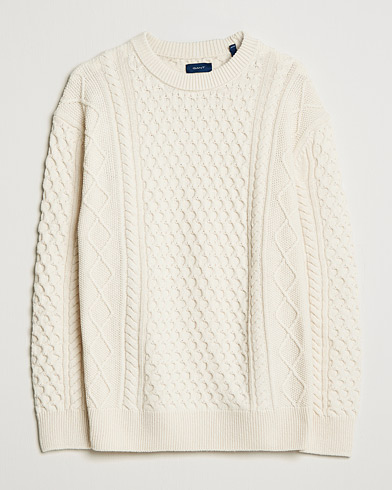 Herr |  | GANT | Aran Structured Knitted Sweater Cream