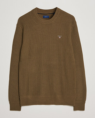 Herr |  | GANT | Cotton/Wool Ribbed Sweater Army Green