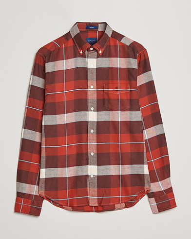 Herr | Flanellskjortor | GANT | Regular Fit Flannel Block Checked Shirt Spice Red