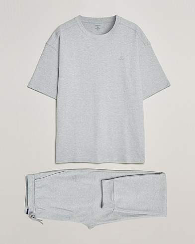 Herr | Wardrobe basics | GANT | Premium Loungewear Set Light Grey Melange