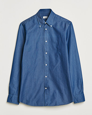 Herr | Jeansskjortor | Etro | Printed Denim Shirt Light Indigo