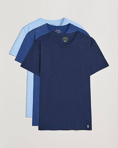 Herr | T-Shirts | Polo Ralph Lauren | 3-Pack Crew Neck T-Shirt Navy/Light Navy/Elite Blue