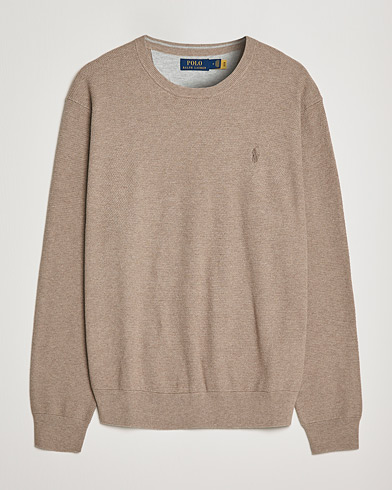 Herr | Stickade tröjor | Polo Ralph Lauren | Textured Crew Neck Sweater Honey Brown Heather