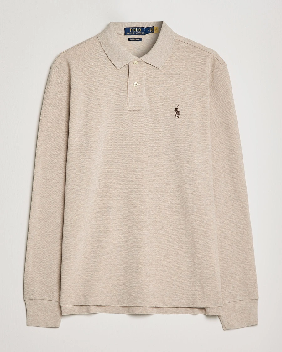 Polo Ralph Lauren Custom Slim Fit Long Sleeve Polo Dune Heather – Beige