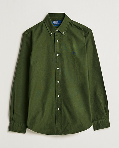 Herr | Flanellskjortor | Polo Ralph Lauren | Custom Fit Brushed Flannel Shirt Army Olive