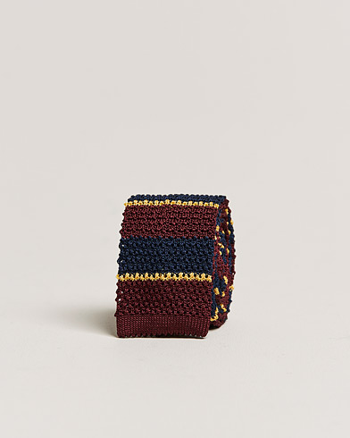 Herr | Slipsar | Polo Ralph Lauren | Knitted Striped Tie Wine/Navy/Gold