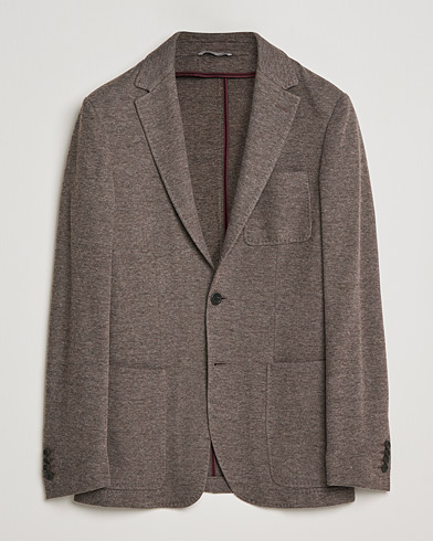 Herr | Ullkavajer | Canali | Structured Wool Jersey Jacket Beige 