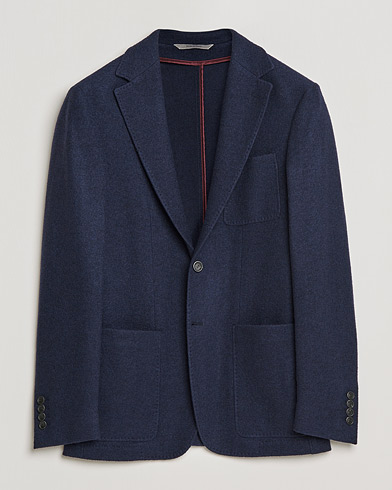 Herr | Ullkavajer | Canali | Boucle Wool Jersey Jacket Navy