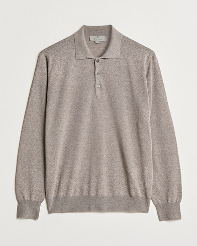 Herr | Quiet Luxury | Canali | Merino Wool Knitted Polo Taupe