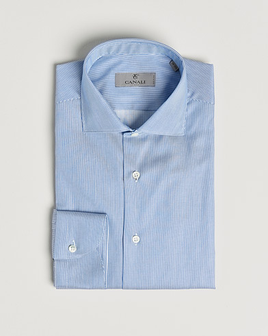 Herr | Formella | Canali | Slim Fit Cut Away Shirt Blue Stripe