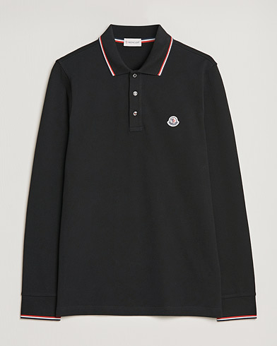 Herr | Luxury Brands | Moncler | Contrast Rib Long Sleeve Polo Black