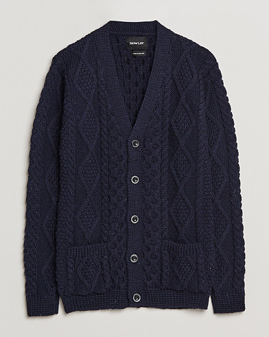 Herr | Cardigans | Howlin' | Cable Knitted Wool Cardigan Navy