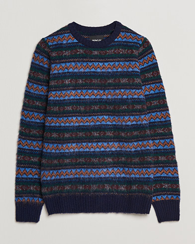 Herr |  | Howlin' | Brushed Wool All Over Fair Isle Crew Neck Navy