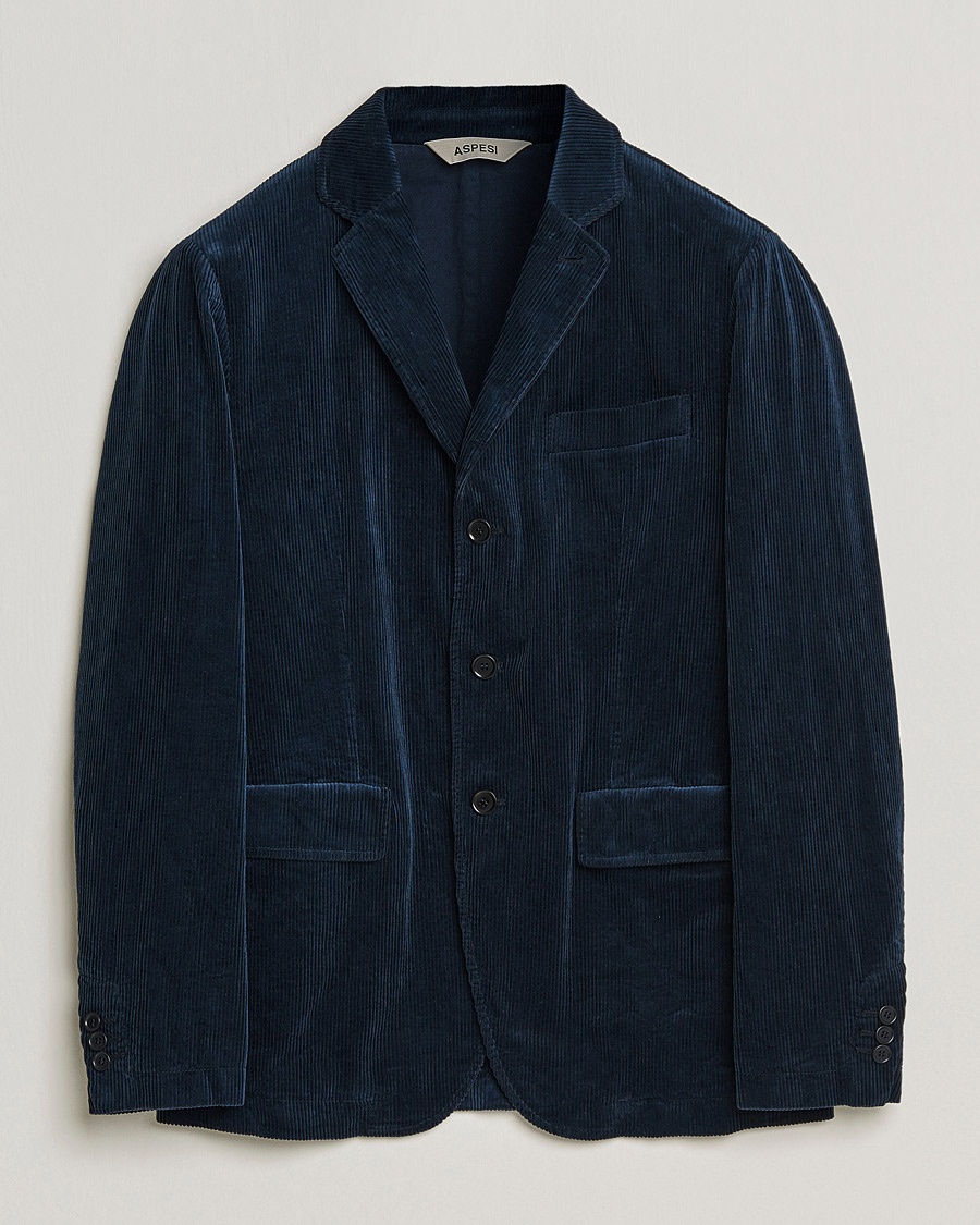 Herr | Manchesterkavajer | Aspesi | Corduroy Blazer Navy