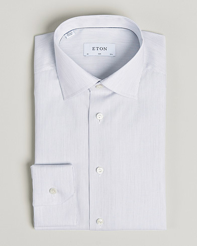 Herr |  | Eton | Hairline Striped Slim Twill Shirt Navy Blue