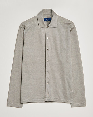 Herr | Långärmade pikéer | Eton | Oxford Pique Shirt Light Grey
