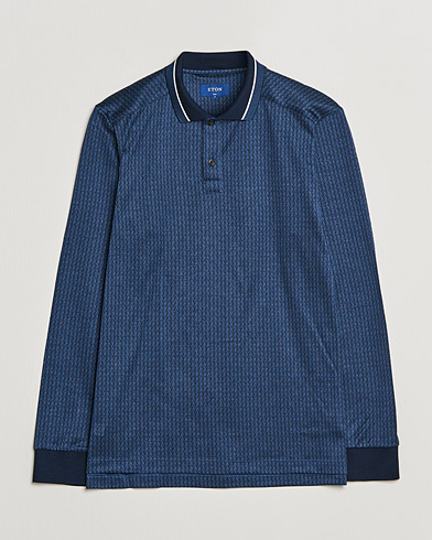Herr | Långärmade pikéer | Eton | Jacuard Polo Shirt Navy