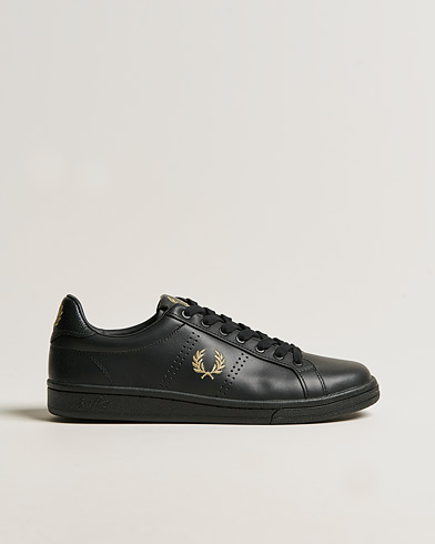 Herr | Skor | Fred Perry | B721 Leather Tab Sneaker Black Gold