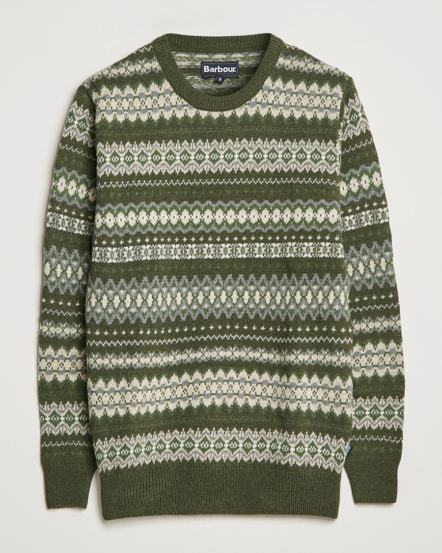 Herr | | Barbour Lifestyle | Case Fair Isle Crew Olive