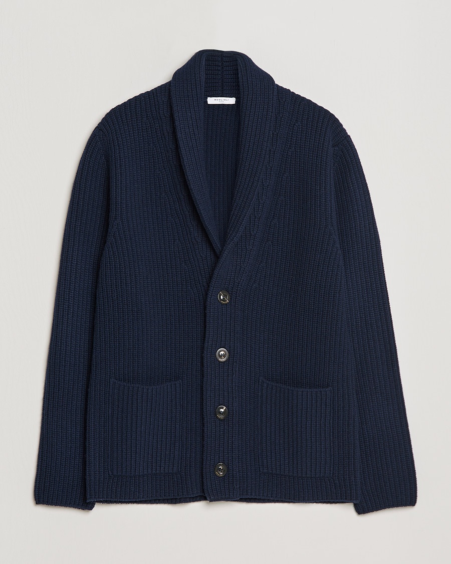 Boglioli Shawl Collar Cardigan Navy