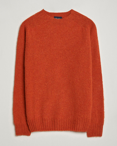 Herr | Stickade tröjor | Drake's | Brushed Shetland Crew Orange