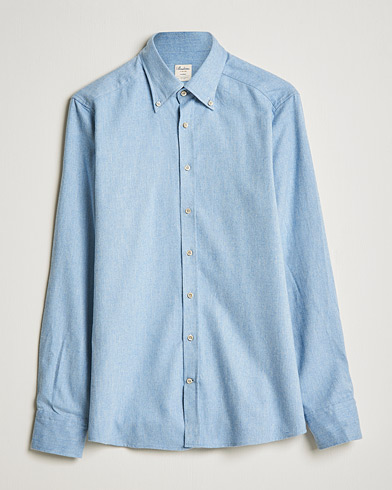 Herr | Skjortor | Stenströms | Slimline Flannel Shirt Light Blue