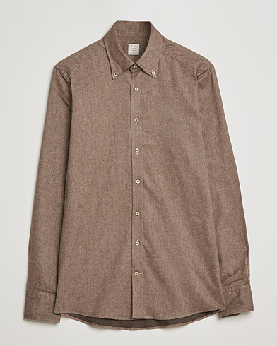 Herr |  | Stenströms | Slimline Flannel Shirt Light Brown
