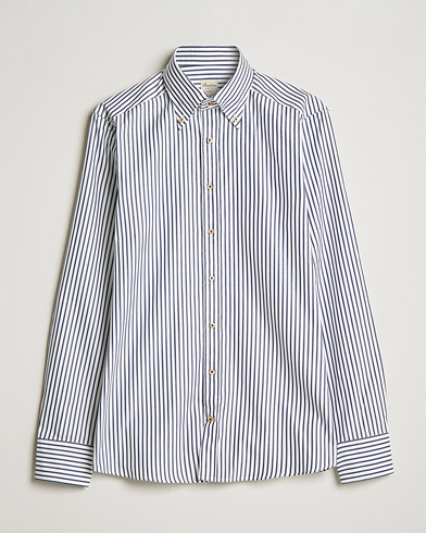 Herr | Skjortor | Stenströms | Slimline Striped Pinpoint Oxford Shirt Blue