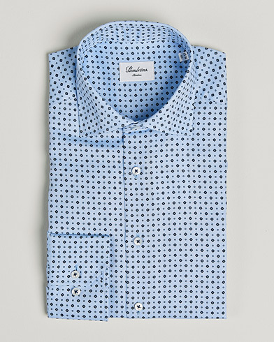 Herr |  | Stenströms | Slimline Cut Away Printed Shirt Blue