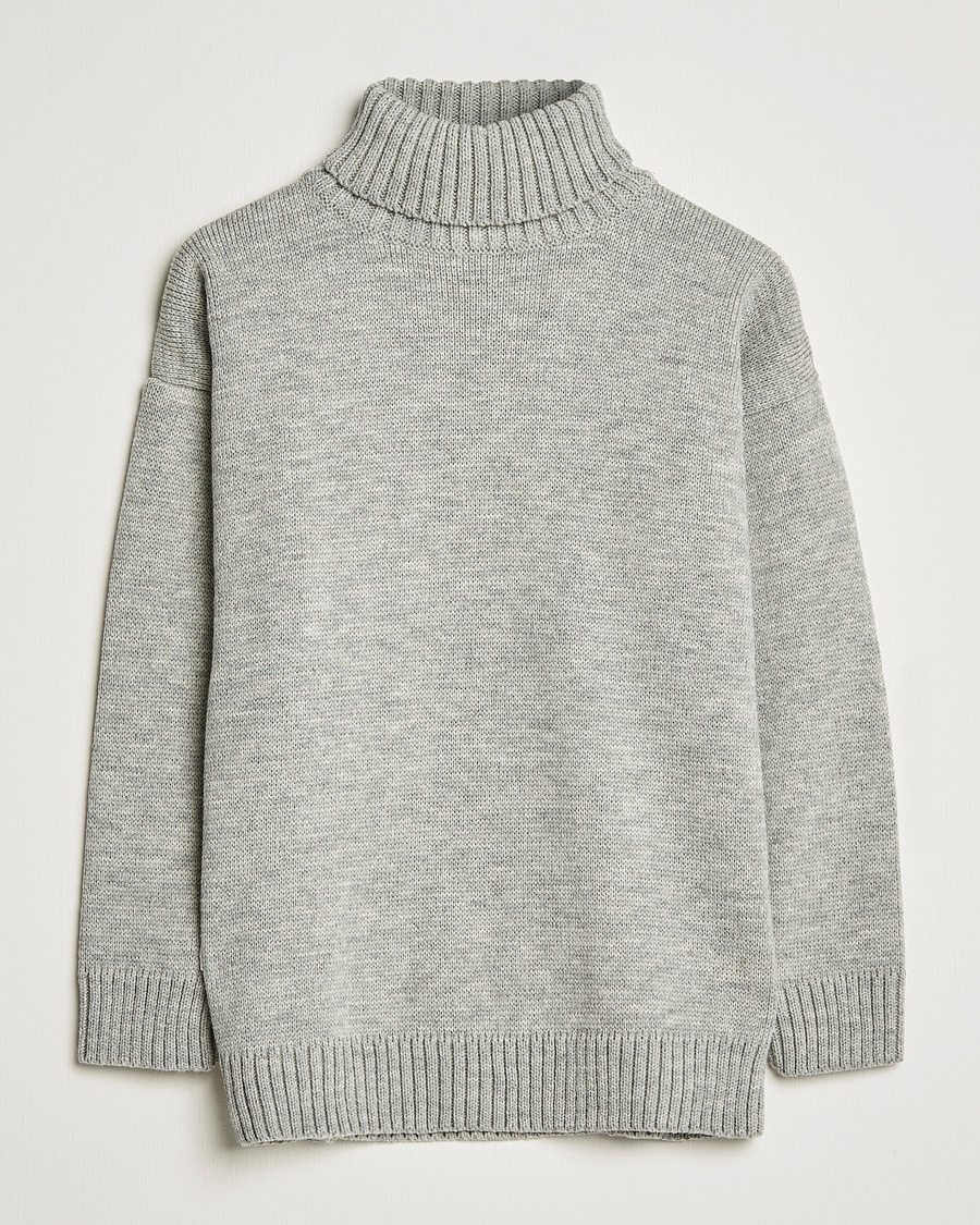 Herr | | Gloverall | Submariner Chunky Wool Roll Neck Light Grey