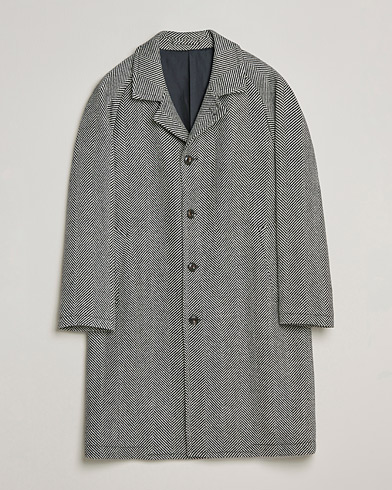 Herr | Avdelningar | L.B.M. 1911 | Herringbone Raglan Wool Coat Black/White