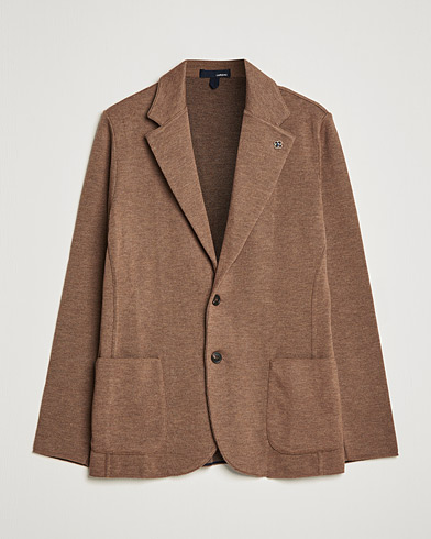 Herr | Kavajer | Lardini | Knitted Wool Blazer Light Brown