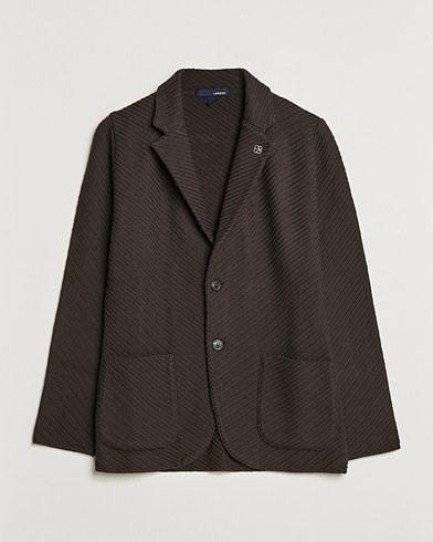 Herr | Kavajer | Lardini | Structured Knitted Wool Blazer Dark Brown