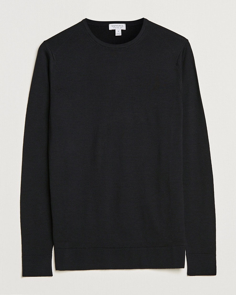 Herr | Pullover rundhals | Sunspel | Crew Neck Jumper Black